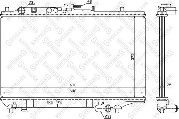 Stellox 10-25430-SX - Radiator, engine cooling autospares.lv