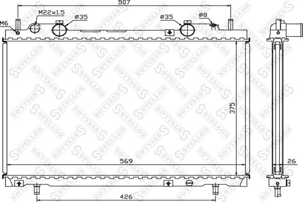 Stellox 10-25692-SX - Radiator, engine cooling autospares.lv