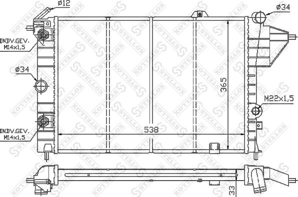 Stellox 10-25059-SX - Radiator, engine cooling autospares.lv