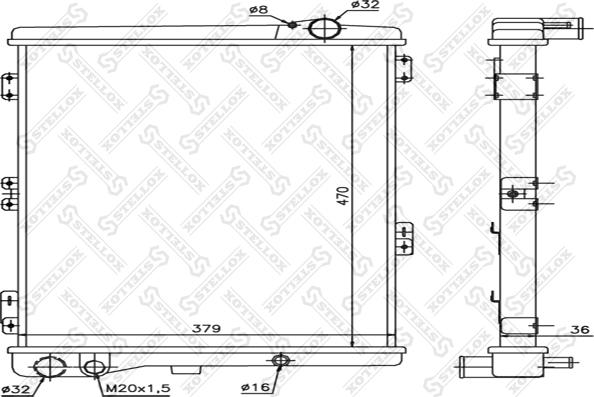 Stellox 10-25080-SX - Radiator, engine cooling autospares.lv