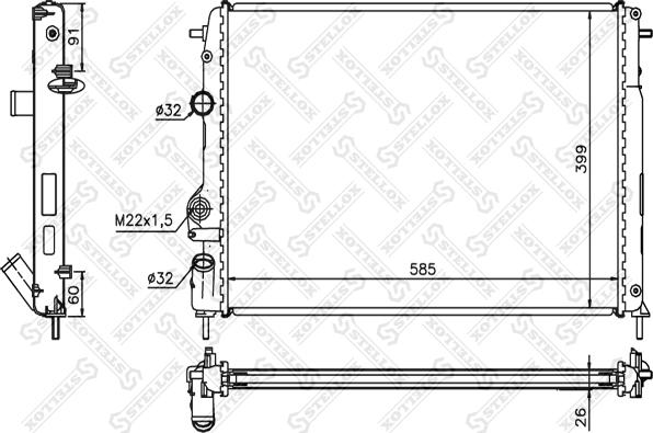 Stellox 10-25038-SX - Radiator, engine cooling autospares.lv