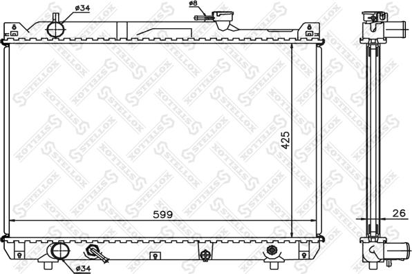 Stellox 10-25180-SX - Radiator, engine cooling autospares.lv