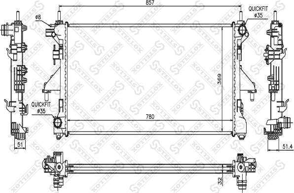 Stellox 10-25355-SX - Radiator, engine cooling autospares.lv