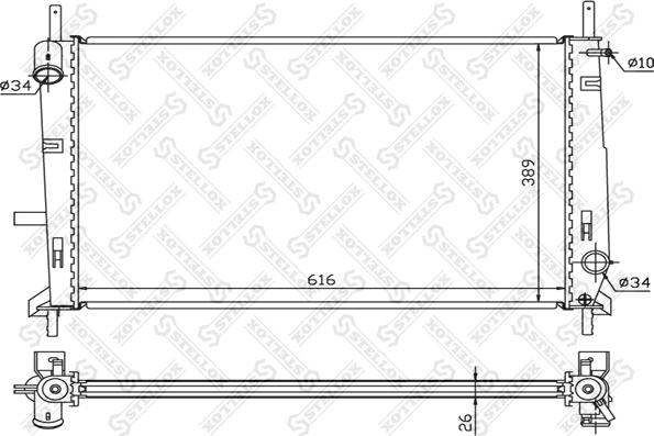 Stellox 10-25291-SX - Radiator, engine cooling autospares.lv