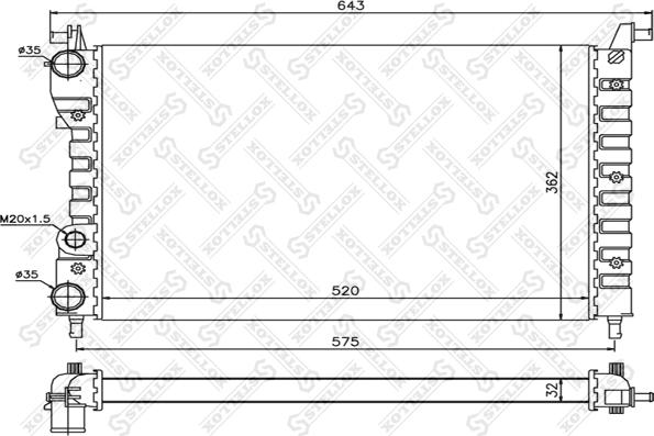 Stellox 10-25734-SX - Radiator, engine cooling autospares.lv