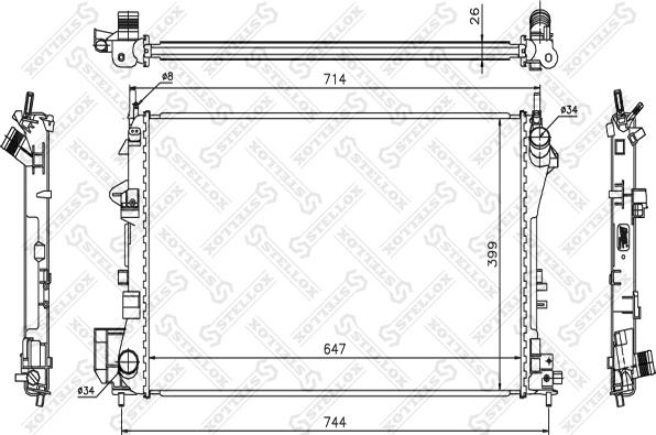 Stellox 10-26002-SX - Radiator, engine cooling autospares.lv