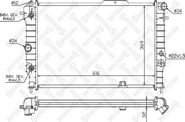 Stellox 10-26012-SX - Radiator, engine cooling autospares.lv