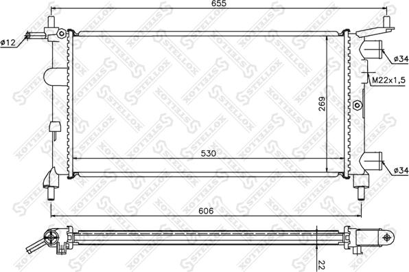 Stellox 10-26075-SX - Radiator, engine cooling autospares.lv