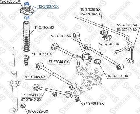 Stellox 12-37037-SX - Rolling Bearing, suspension strut support mounting autospares.lv