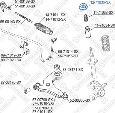 Stellox 12-71036-SX - Rolling Bearing, suspension strut support mounting autospares.lv