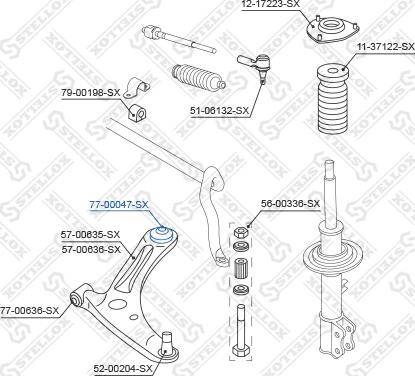 Stellox 77-00047-SX - Bush of Control / Trailing Arm autospares.lv