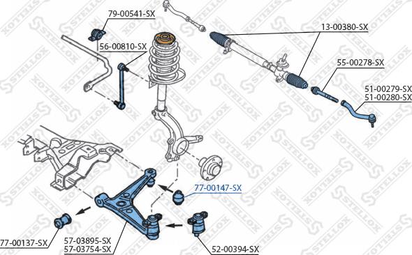 Stellox 77-00147-SX - Bush of Control / Trailing Arm autospares.lv