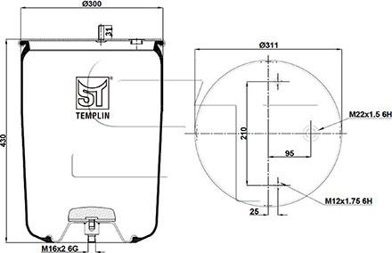 ST-Templin 04.060.6006.410 - Bellow, air suspension autospares.lv