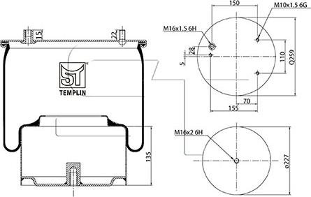 ST-Templin 04.060.6106.090 - Bellow, air suspension autospares.lv