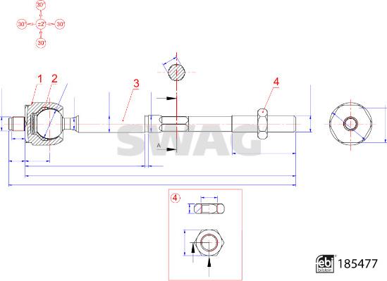 Swag 33 10 9939 - Inner Tie Rod, Axle Joint autospares.lv