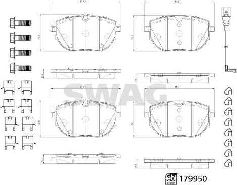 Swag 33 10 5568 - Brake Pad Set, disc brake autospares.lv