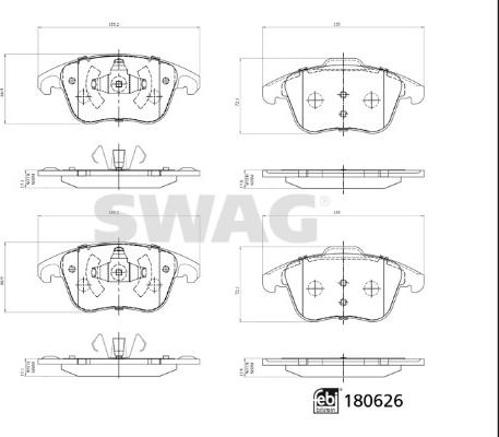 Swag 33 10 7796 - Brake Pad Set, disc brake autospares.lv
