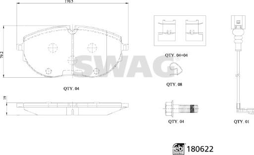 Swag 33 10 7793 - Brake Pad Set, disc brake autospares.lv