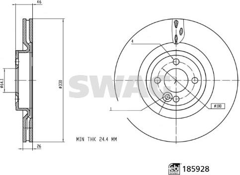 Swag 33 11 0162 - Brake Disc autospares.lv