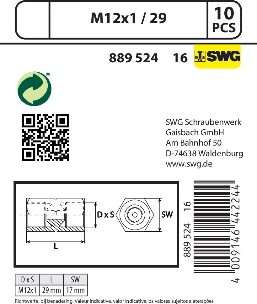 SWGAutomotive 889 524     16 - Connector, brake pipe autospares.lv