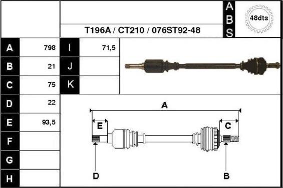 Technika 18076A - Drive Shaft autospares.lv