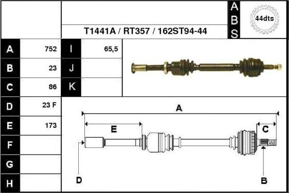 Technika 38162A - Drive Shaft autospares.lv