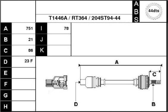 Technika 38204A - Drive Shaft autospares.lv