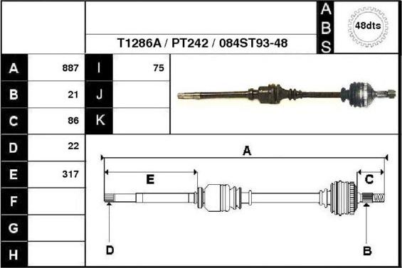 Technika 28084A - Drive Shaft autospares.lv