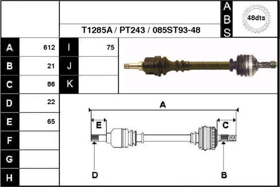 Technika 28085A - Drive Shaft autospares.lv