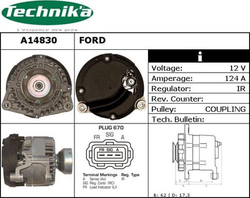 Technika A14830 - Alternator autospares.lv