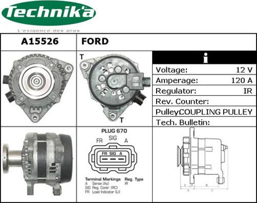 Technika A15526 - Alternator autospares.lv