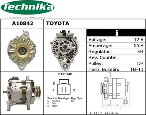 Technika A10842 - Alternator autospares.lv