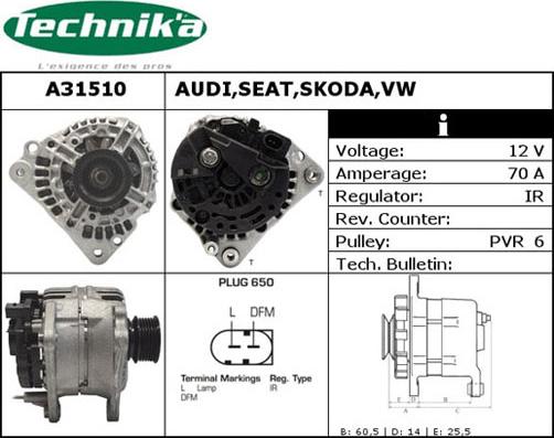 Technika A31510 - Alternator autospares.lv