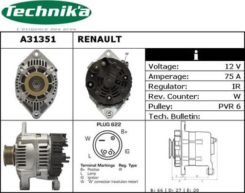 Technika A31351 - Alternator autospares.lv