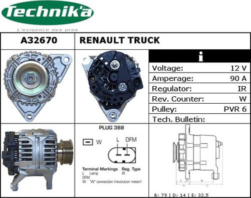 Technika A32670 - Alternator autospares.lv