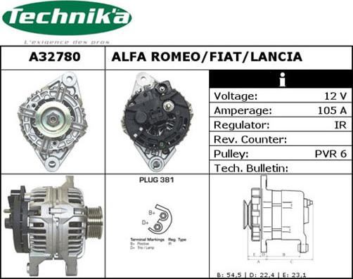 Technika A32780 - Alternator autospares.lv