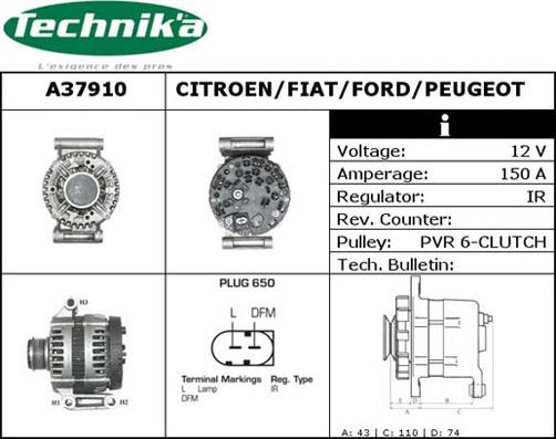 Technika A37910 - Alternator autospares.lv