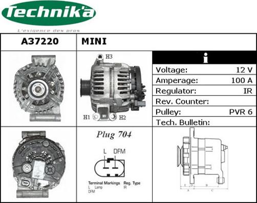 Technika A37220 - Alternator autospares.lv