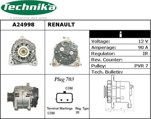 Technika A24998 - Alternator autospares.lv