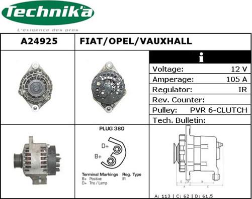 Technika A24925 - Alternator autospares.lv