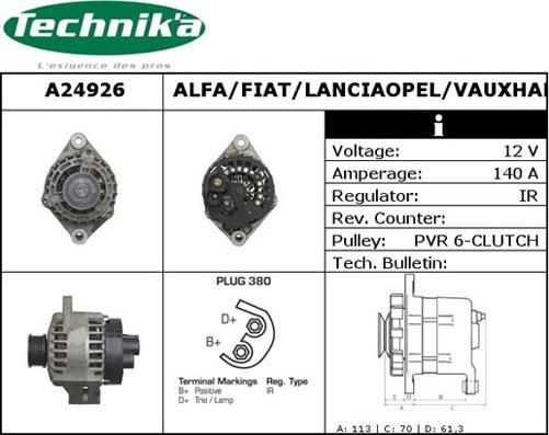 Technika A24926 - Alternator autospares.lv