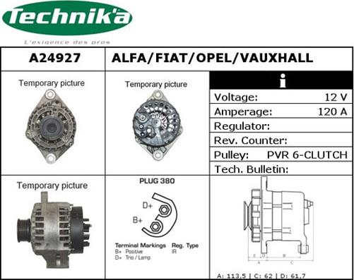 Technika A24927 - Alternator autospares.lv