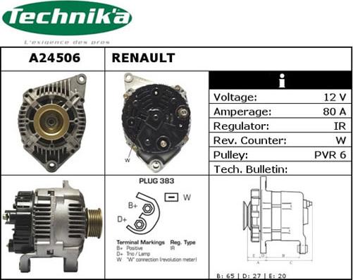 Technika A24506 - Alternator autospares.lv