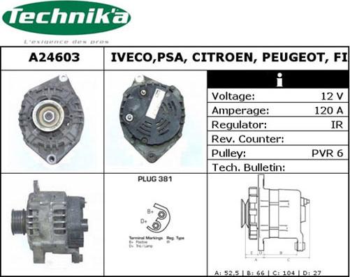 Technika A24603 - Alternator autospares.lv