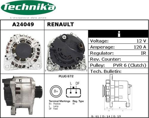 Technika A24049 - Alternator autospares.lv