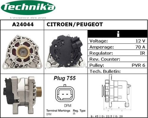 Technika A24044 - Alternator autospares.lv