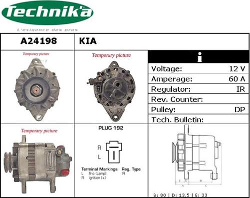 Technika A24198 - Alternator autospares.lv