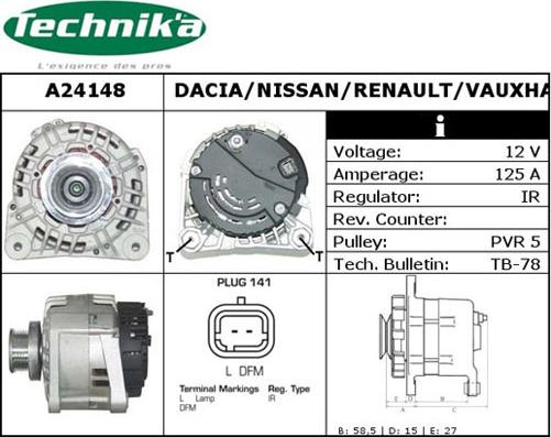 Technika A24148 - Alternator autospares.lv