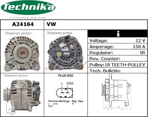 Technika A24164 - Alternator autospares.lv