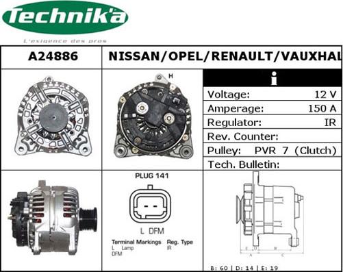 Technika A24886 - Alternator autospares.lv